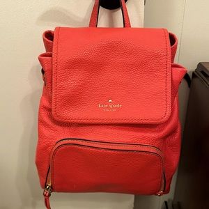 Kate Spade New York Cobble Hill Charley ❤️ Crabred ❤️ Red Leather Zip Backpack